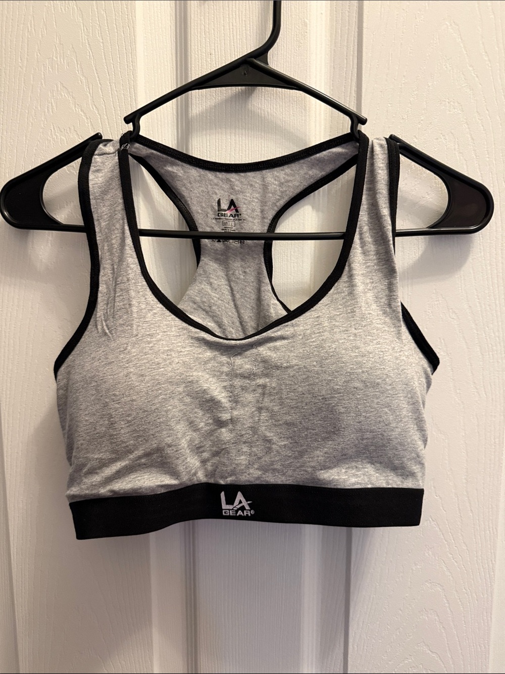 LA Gear Women's Gray Black Trim Sports Bra